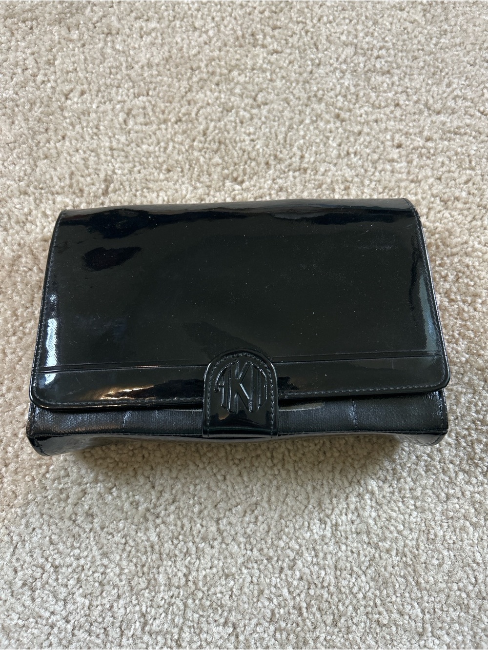 Anne Klein Black Leather Wristlet Clutch
